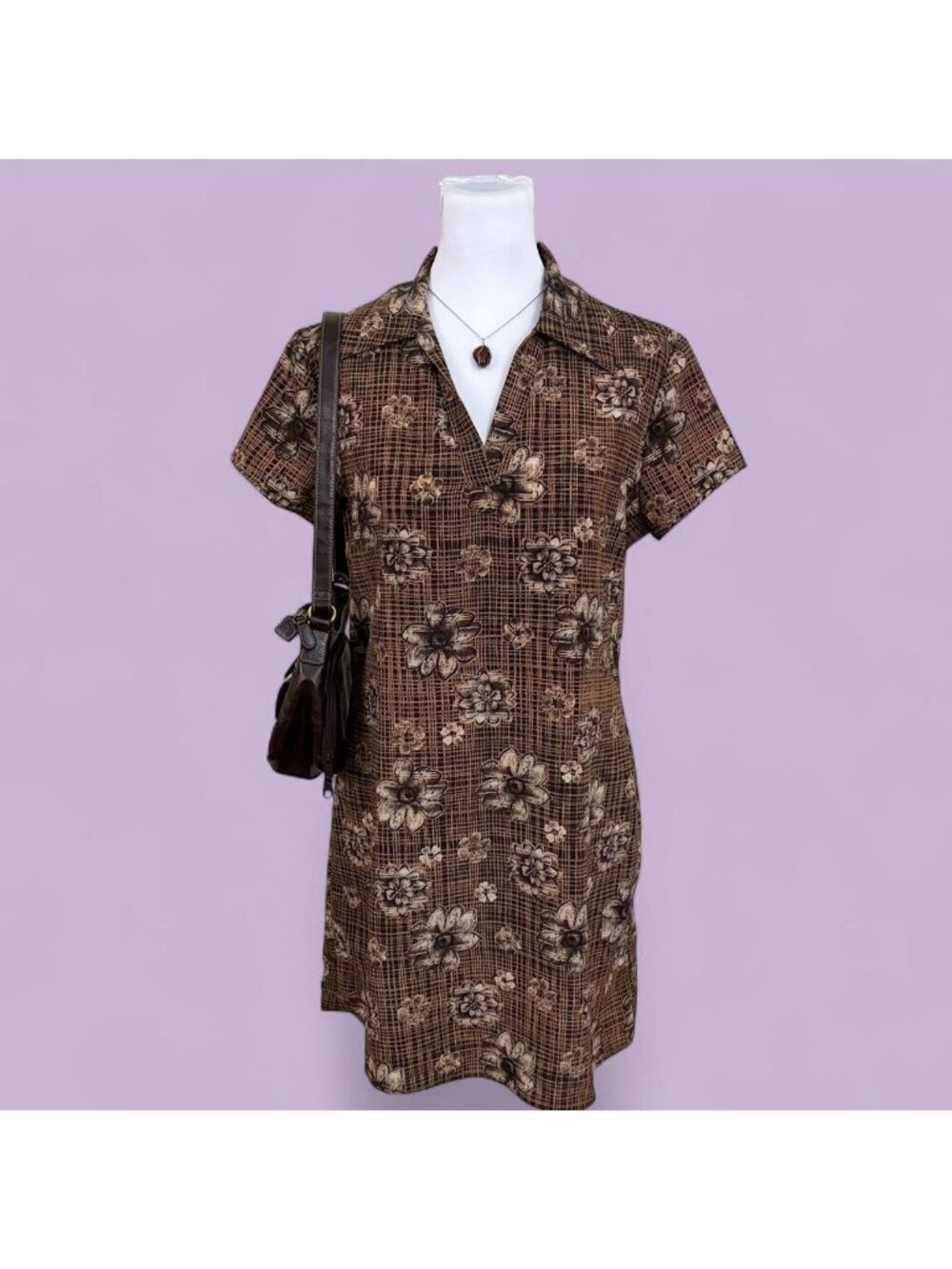 90s ditsy floral plaid grunge dress